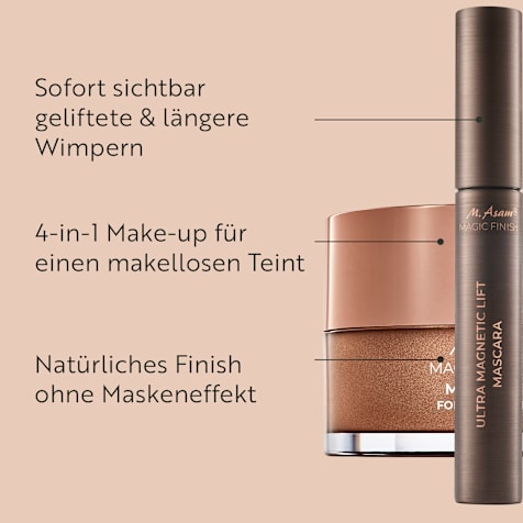 M. Asam MAGIC FINISH Make-up Mousse Classic & Ultra Magnetic Lift Mascara Deep Black