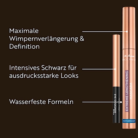 M. Asam MAGIC FINISH Extreme Lengthening Mascara Waterproof Deep Black & Eye Designer Kajal Black