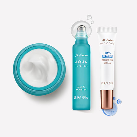 M. Asam AQUA INTENSE Aufpolsternde Hyaluron Pflegeroutine im Geschenkset 3-teilig mit Kosmetiktasche
