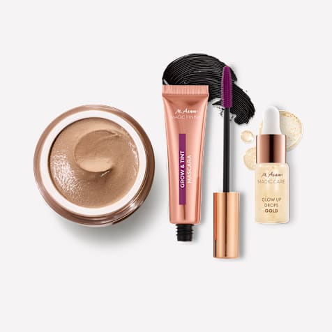 M. Asam MAGIC FINISH Glow Make-up Geschenkset für makellosen Teint & perfekte Wimpern 3-teilig mit Kosmetiktasche