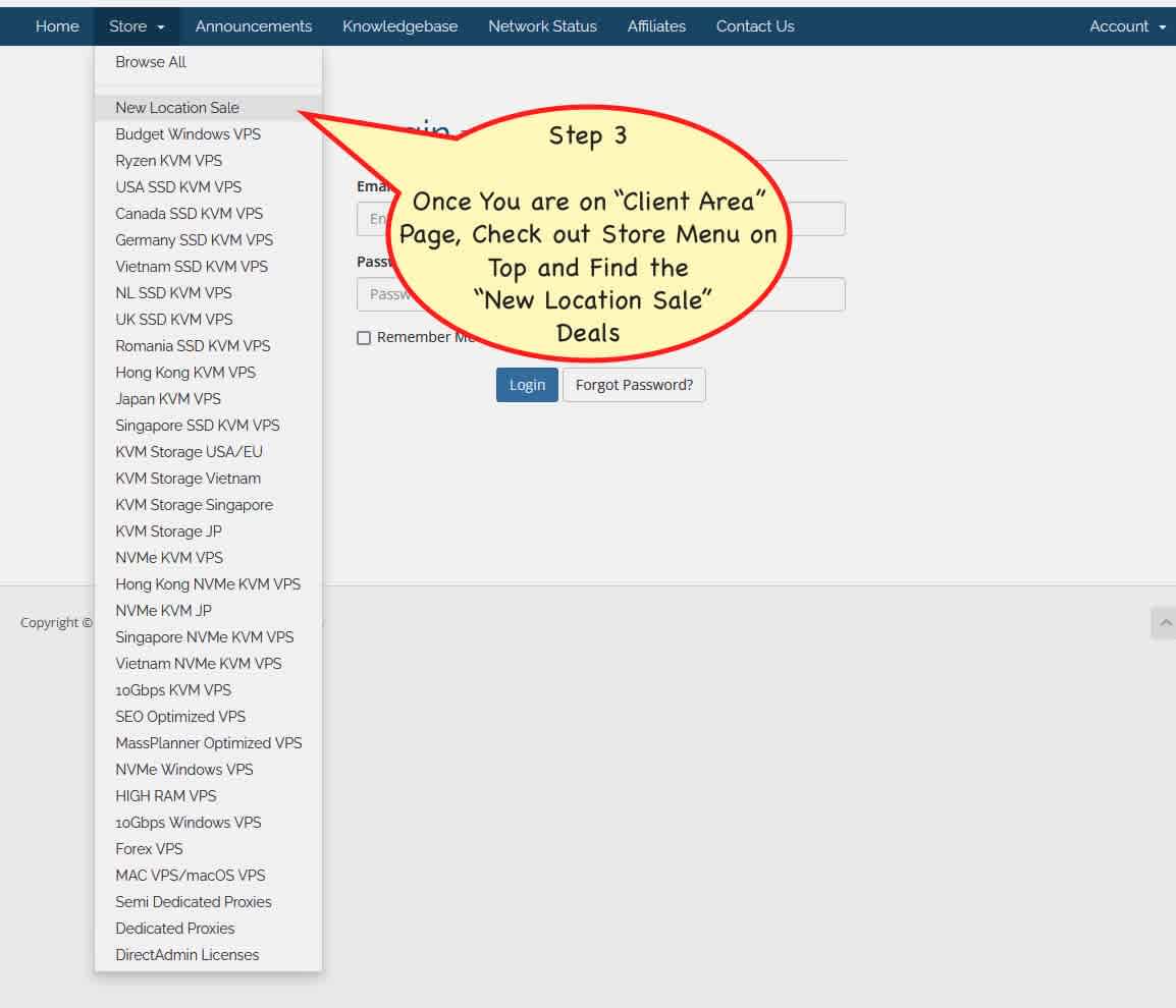 New Location Deal Menu