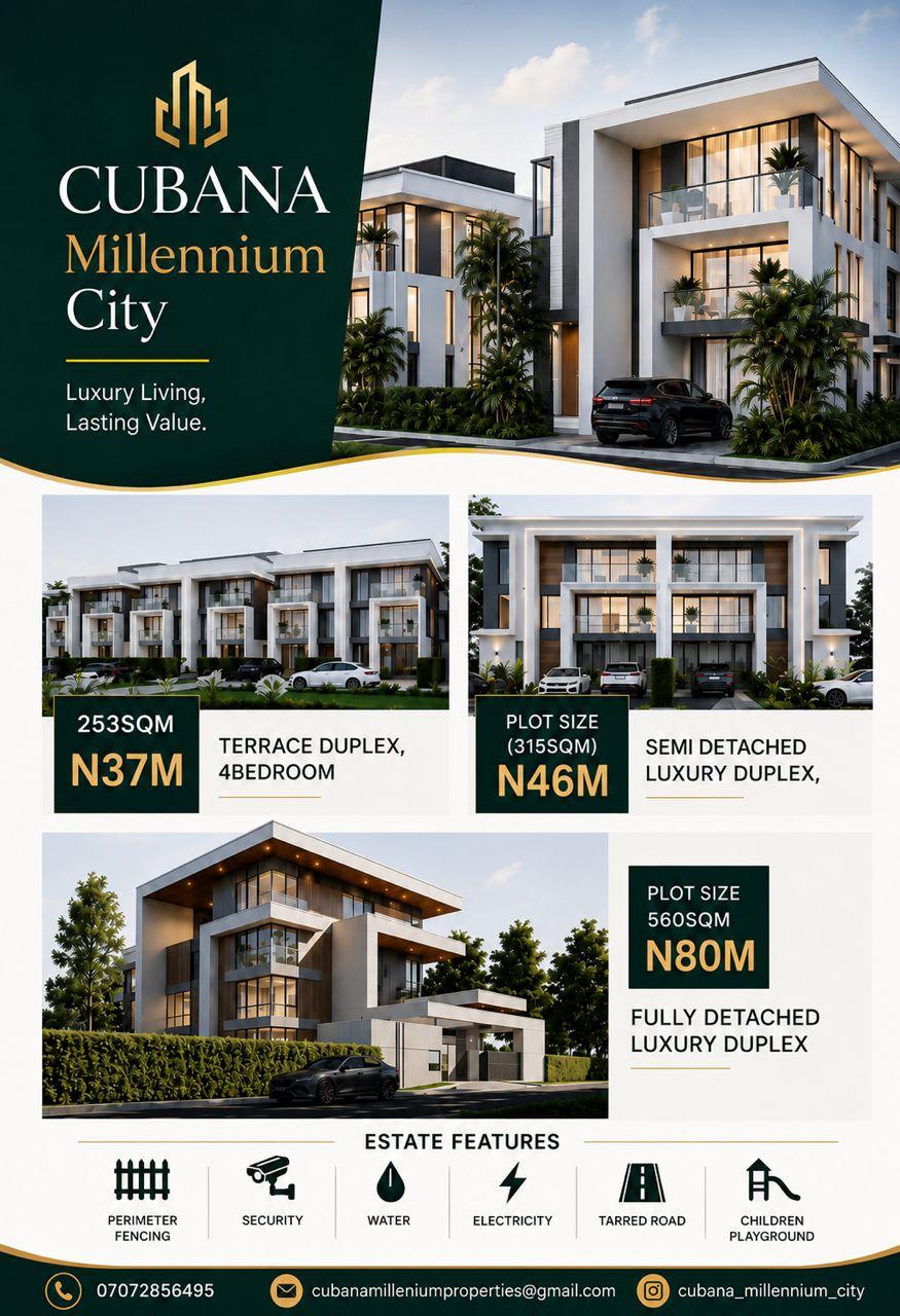 Cubana Millennium City, Asaba – Approved Duplex Prototypes