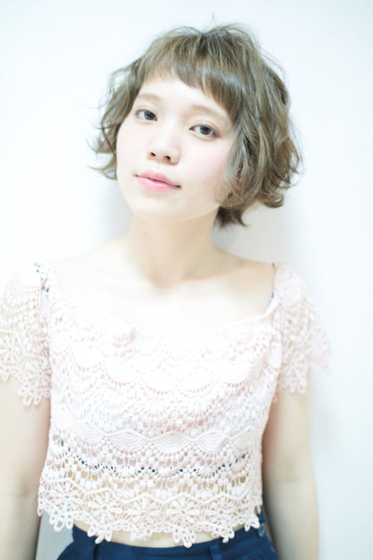 ショートバング ウェーブパーマ ヘアカタログ Ash 武蔵小杉店 辻合 春菜 ヘアサロン 美容院 Ash オフィシャルサイト