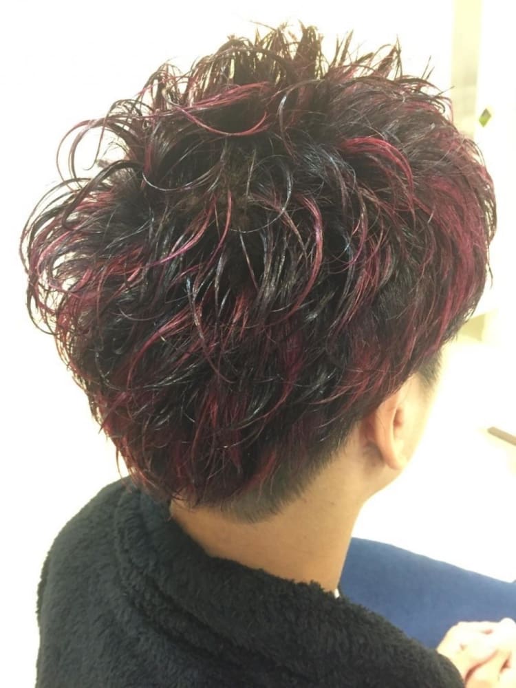 ダークレッドメッシュカラー ヘアカタログ ヘアサロン 美容院 Ash