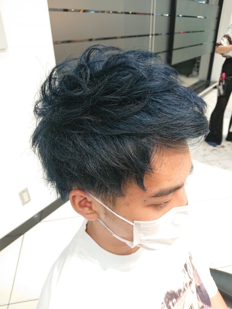 ツーブロックネイビーブルー ヘアカタログ Ash 瑞江店 長島 司 ヘアサロン 美容院 Ash オフィシャルサイト