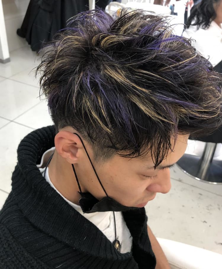 刈り上げ パープルメッシュ ヘアカタログ Ash 小岩店 間宮 哲平 ヘアサロン 美容院 Ash オフィシャルサイト