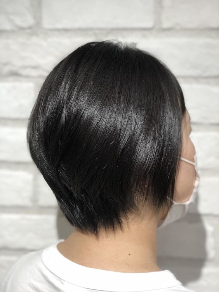 縮毛矯正でお手入れ簡単ショート ヘアカタログ Ash 稲田堤店 村田 絵美 ヘアサロン 美容院 Ash オフィシャルサイト