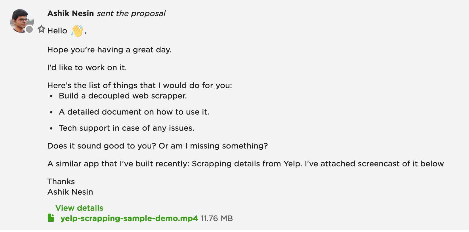 Upwork proposal