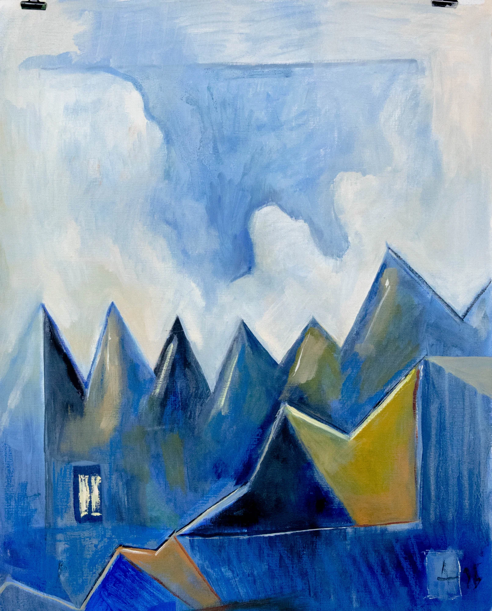 Mountains, gold and blue