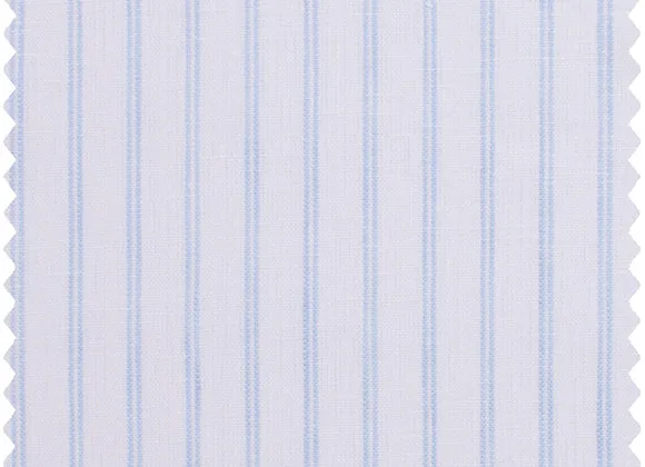 Blue Double Stripe - 100% linen - Soft Sanforized Finish