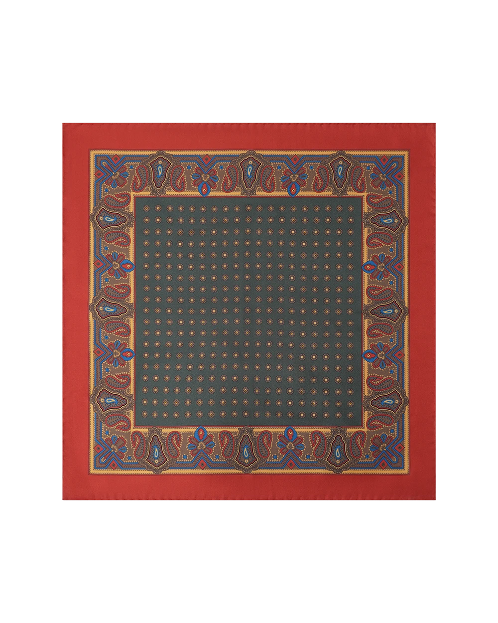AskOkey Paisley Pocket Square in Dark Green