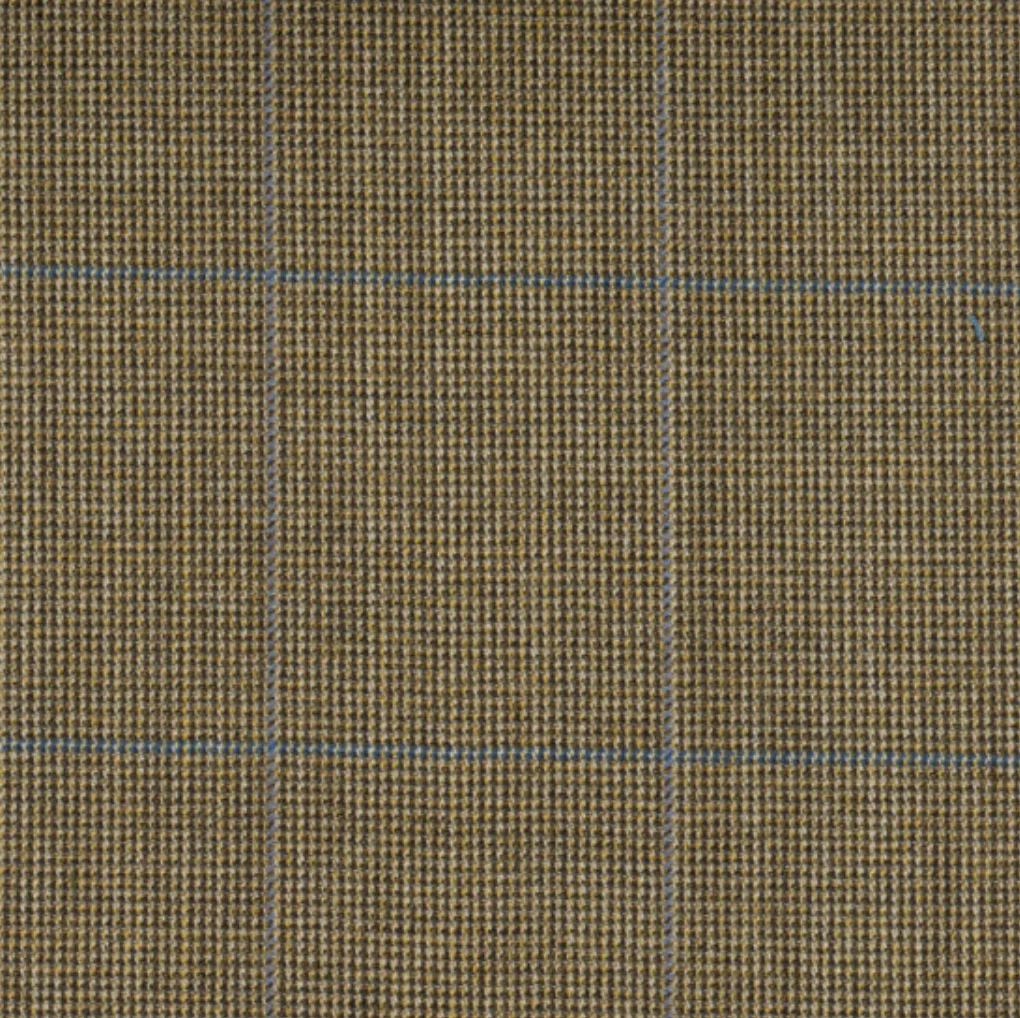 Tan and Blue Windowpane Textured