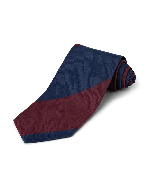 AskOkey Block Stripe Necktie in Navy & Red