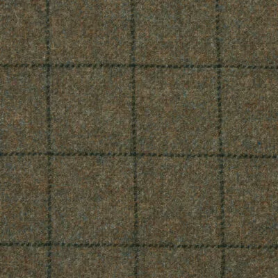 Olive Green with Dark Green Windowpane - 100% Wool - 380g