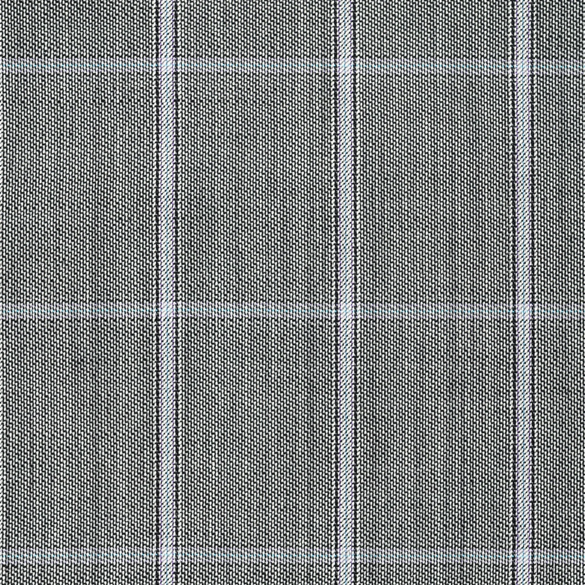 Light Grey w/ White & Blue Windowpane - 100% Worsted Wool - 260g