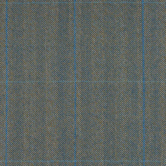 Blue and Tan WIndowpane Herringbone