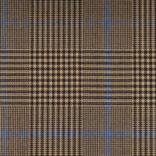 Tan, Brown and Blue Overcheck Glen Plaid