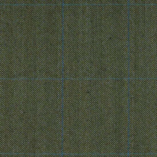 Leaf Green and Blue Windowpane Herringbone