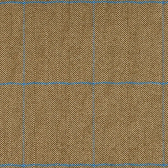 Wheat Brown and Blue Stripe Herringbone