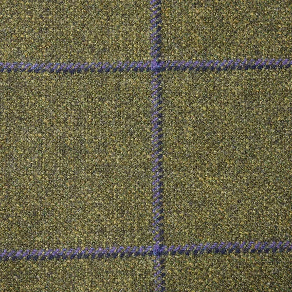 Olive Green and Violet Windowpane Check