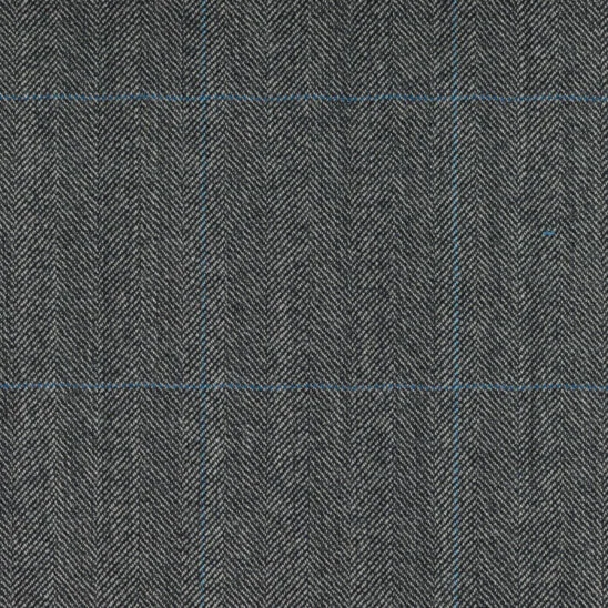 Grey and Blue Windowpane Herringbone