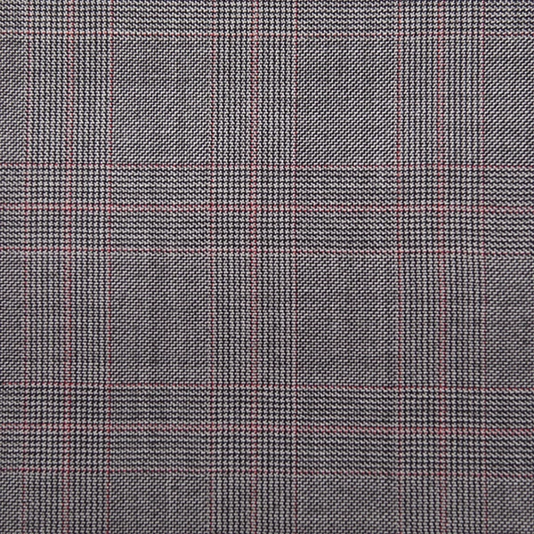 Light Grey and Red Windowpane Check