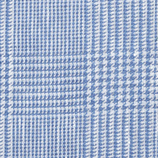 Light Blue and White POW Check Linen