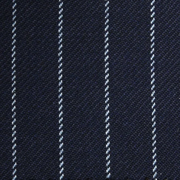 Navy and White Stripe Cashmere Twill
