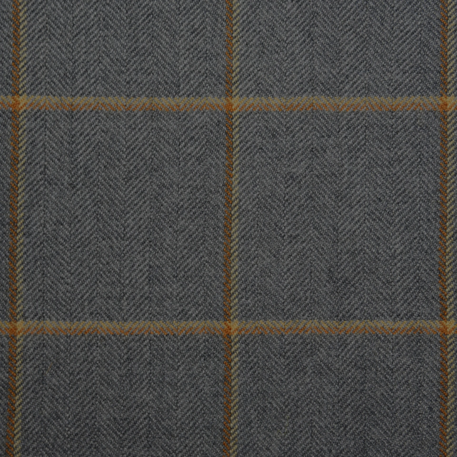 Grey Herringbone Brown, Mustard Overcheck