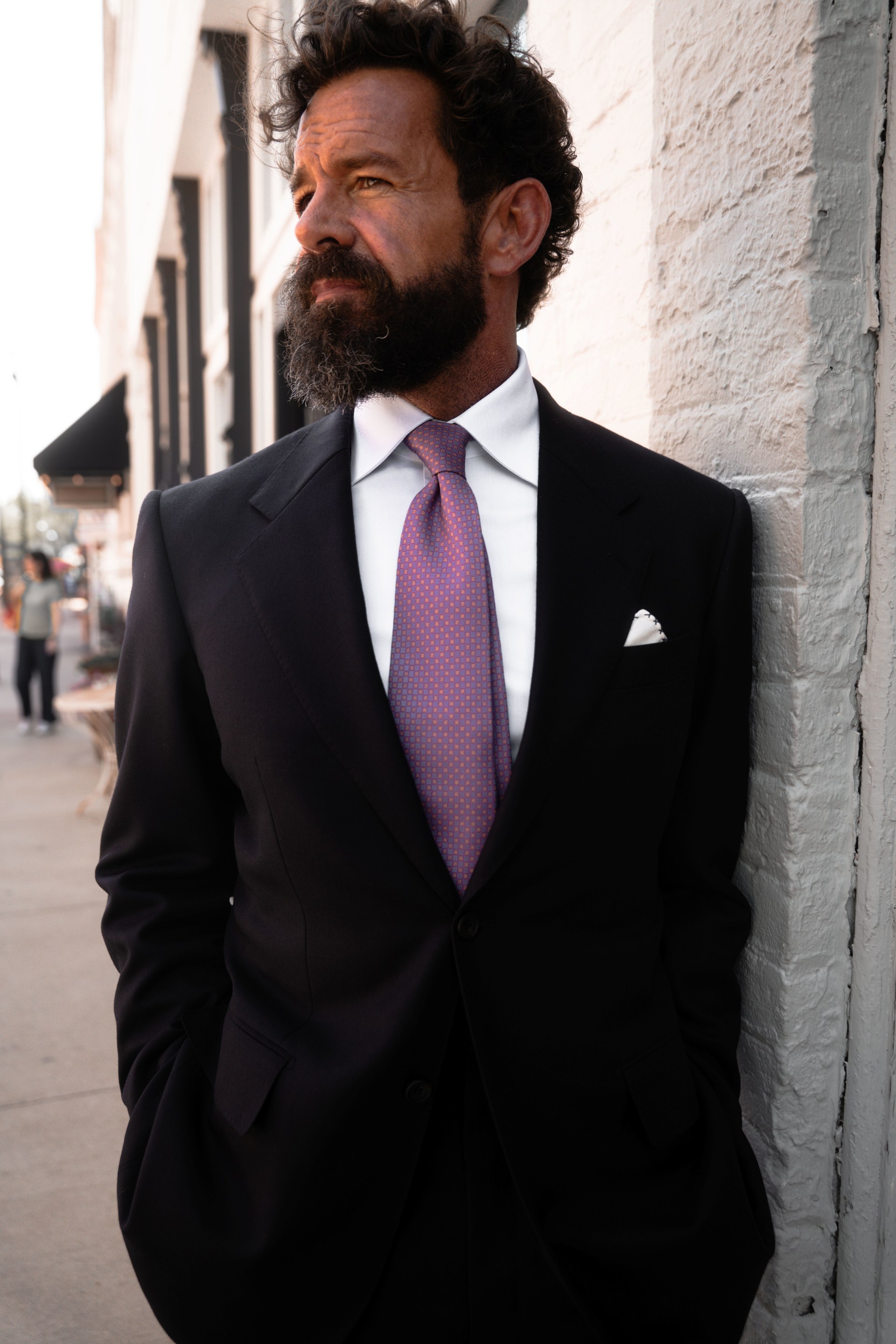 AskOkey client wearing tailoring outside