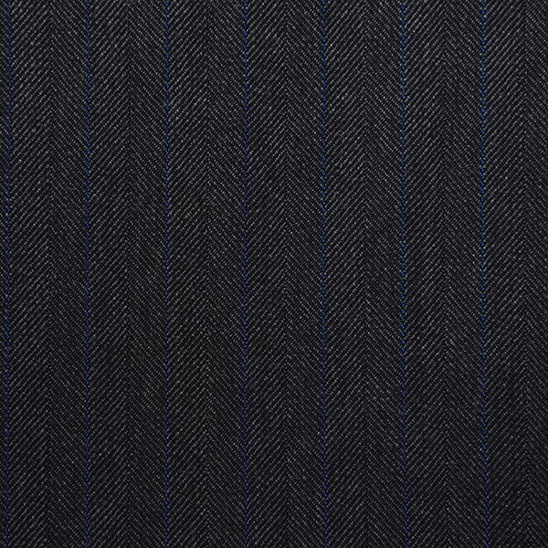 Charcoal Grey Herringbone with Royal Navy Stripe
