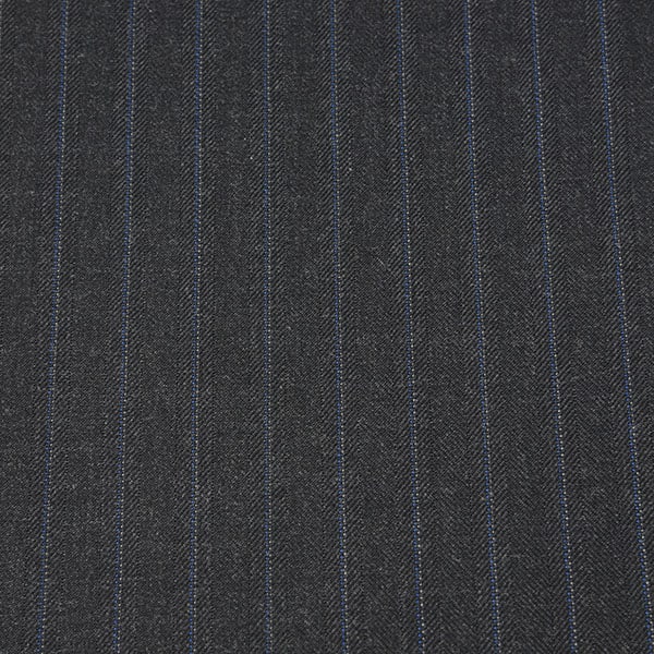 Medium Grey and Blue Herringbone Stripe