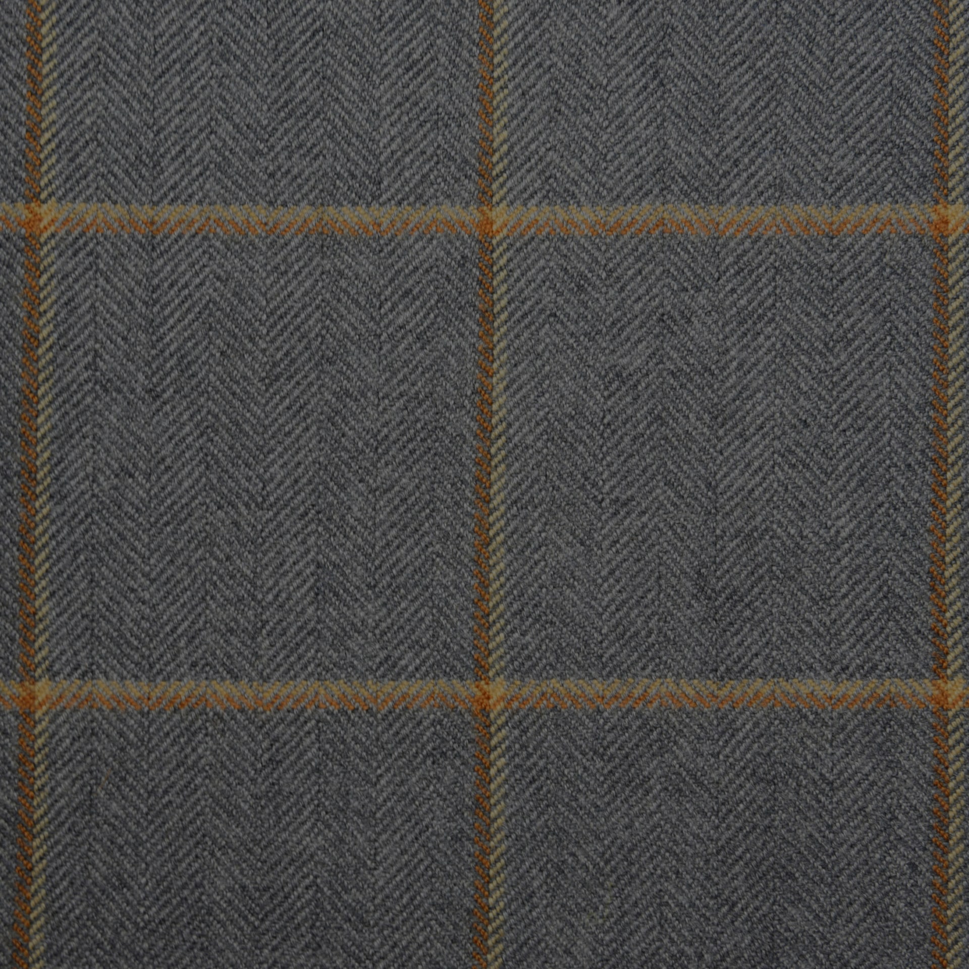 Grey Herringbone Brown, Mustard Overcheck