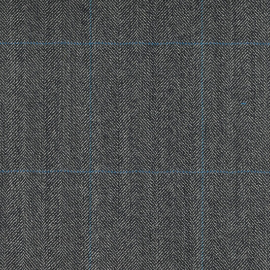 Grey and Blue Windowpane Herringbone