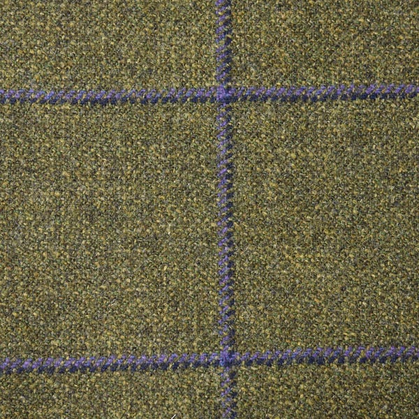 Olive Green and Violet Windowpane Check