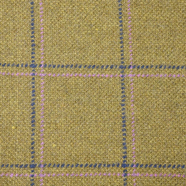 Green, Pink and Blue Windowpane Check Tweed