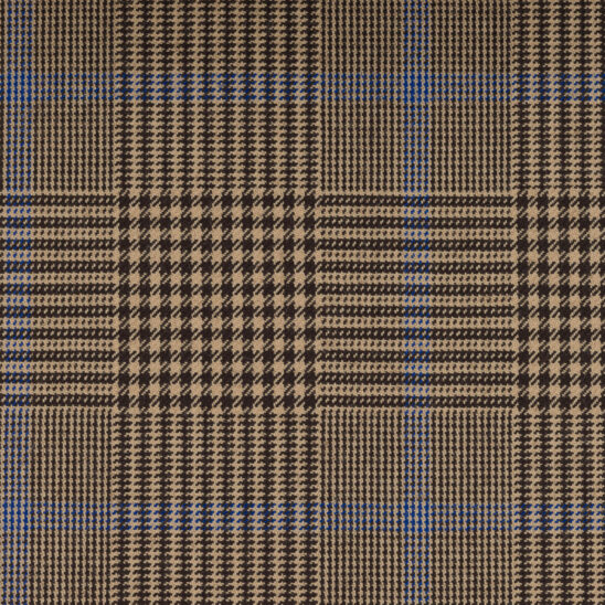 Tan, Brown and Blue Overcheck Glen Plaid