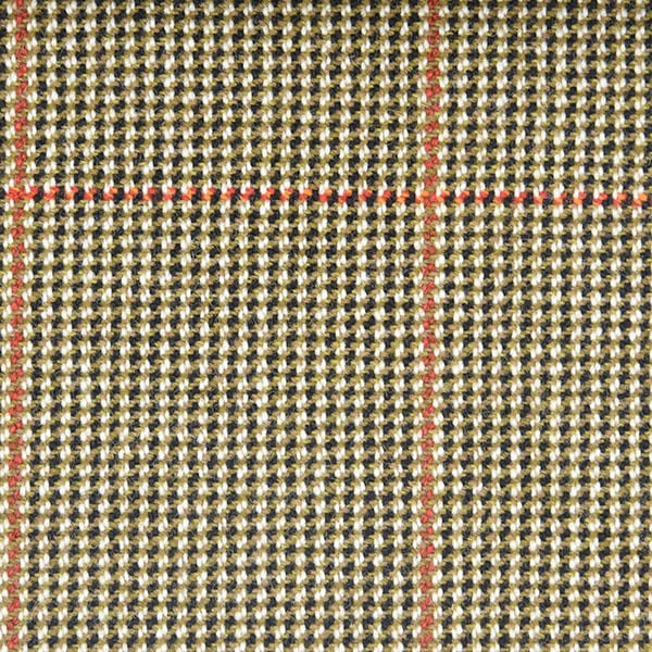 Cream, Green, and Orange Houndstooth Check