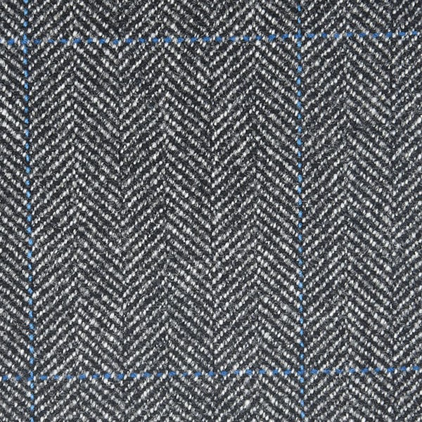 Steel Grey Herringbone and Blue Windowpane