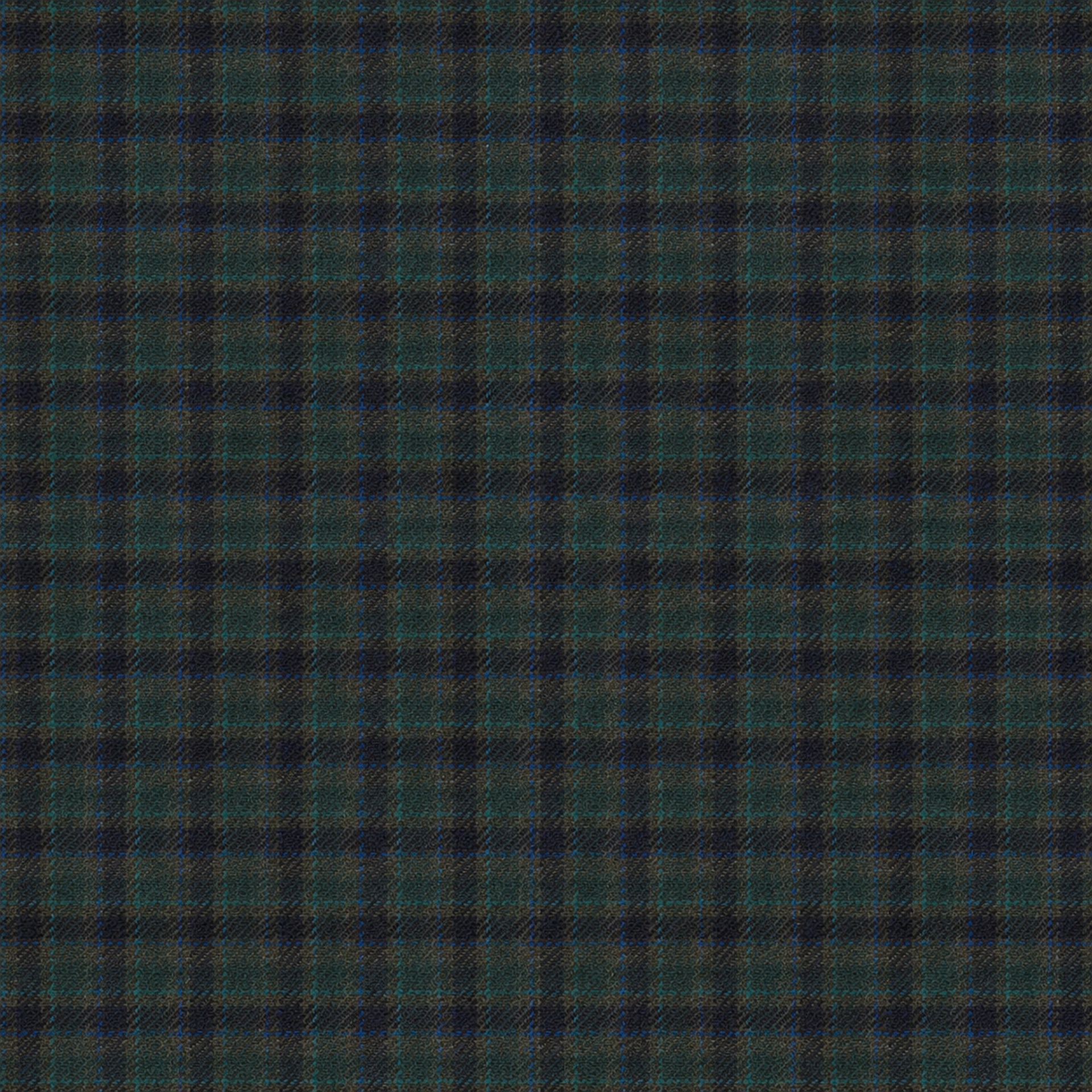 Forest Green, Stout Black & Kingfisher Blue Check - 100% Lambswool - 430g