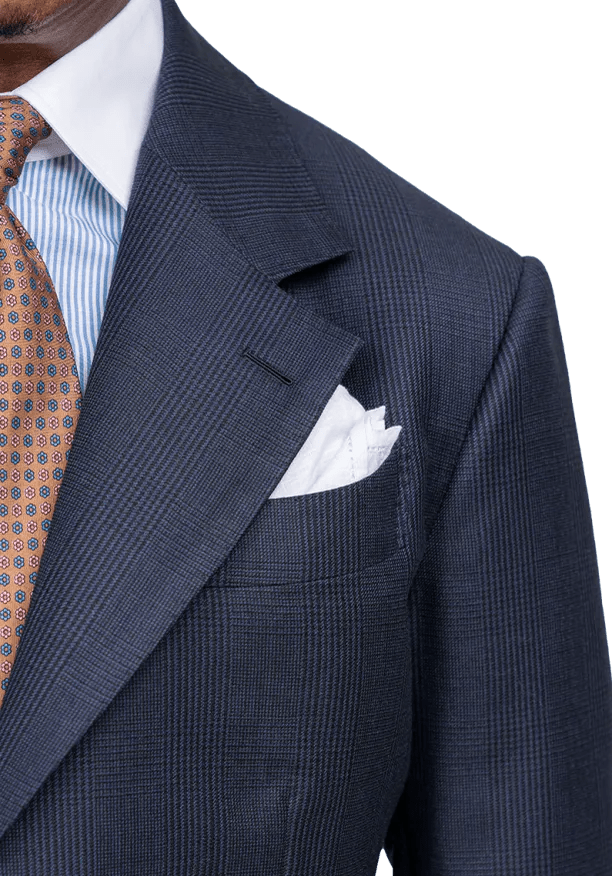 Hand-stitched lapel edge on a finished jacket