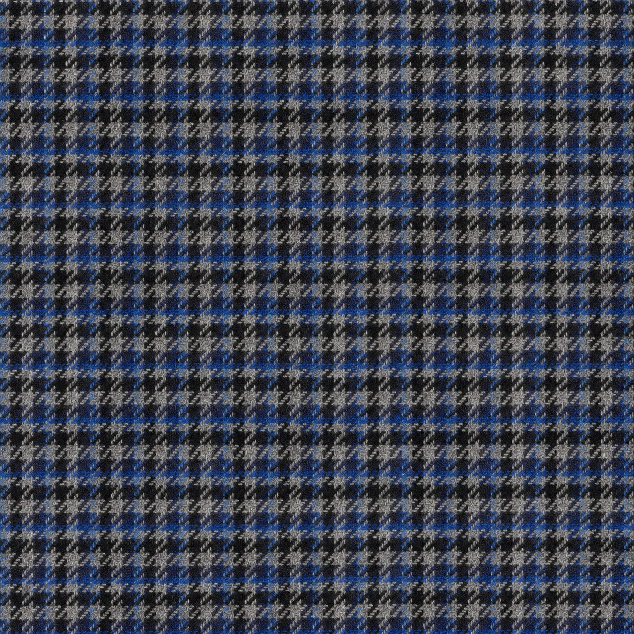 Tonal Grey & Blue Houndstooth - 100% Wool - 480g