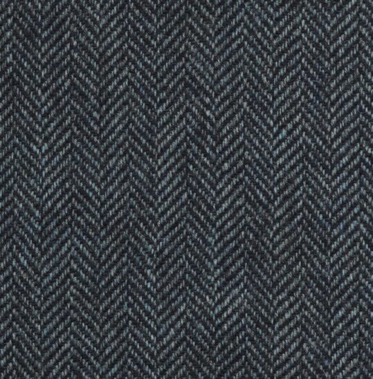 Blue Herringbone Shetland Tweed - 100% Wool - 390g