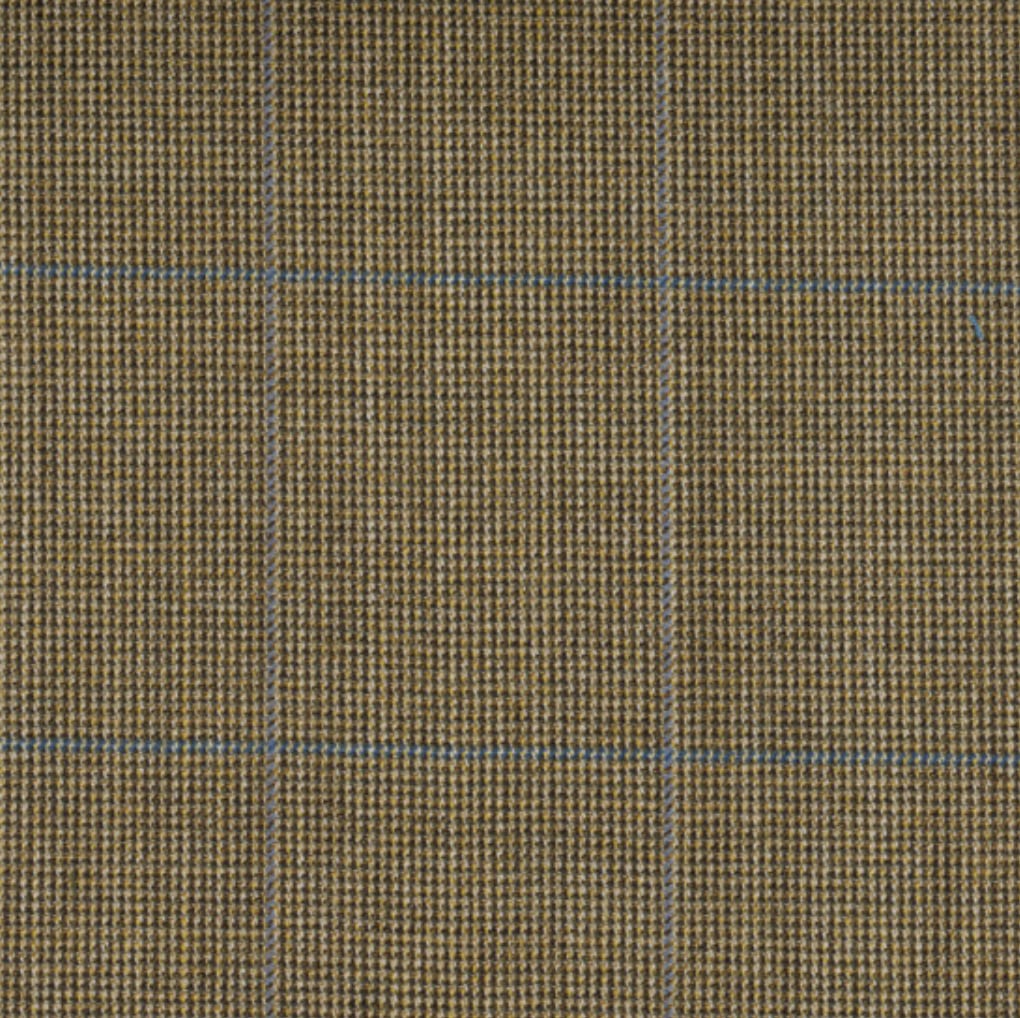 Tan and Blue Windowpane Textured