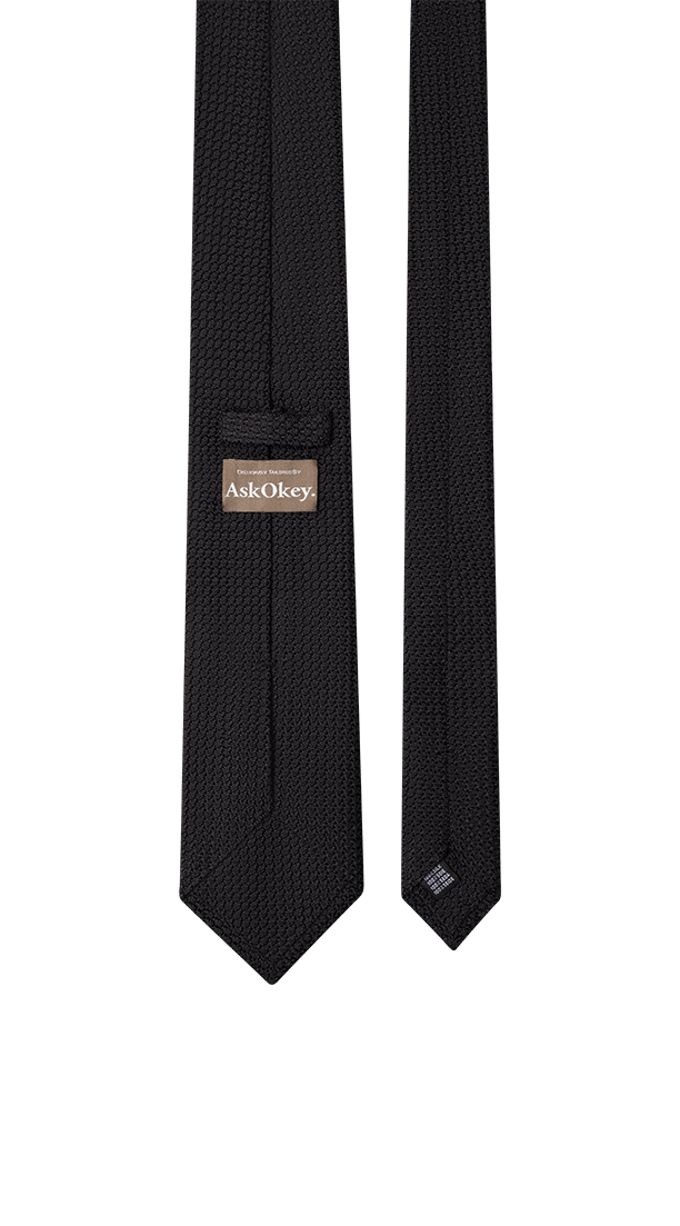 AskOkey Black Grenadine Grossa Necktie 3