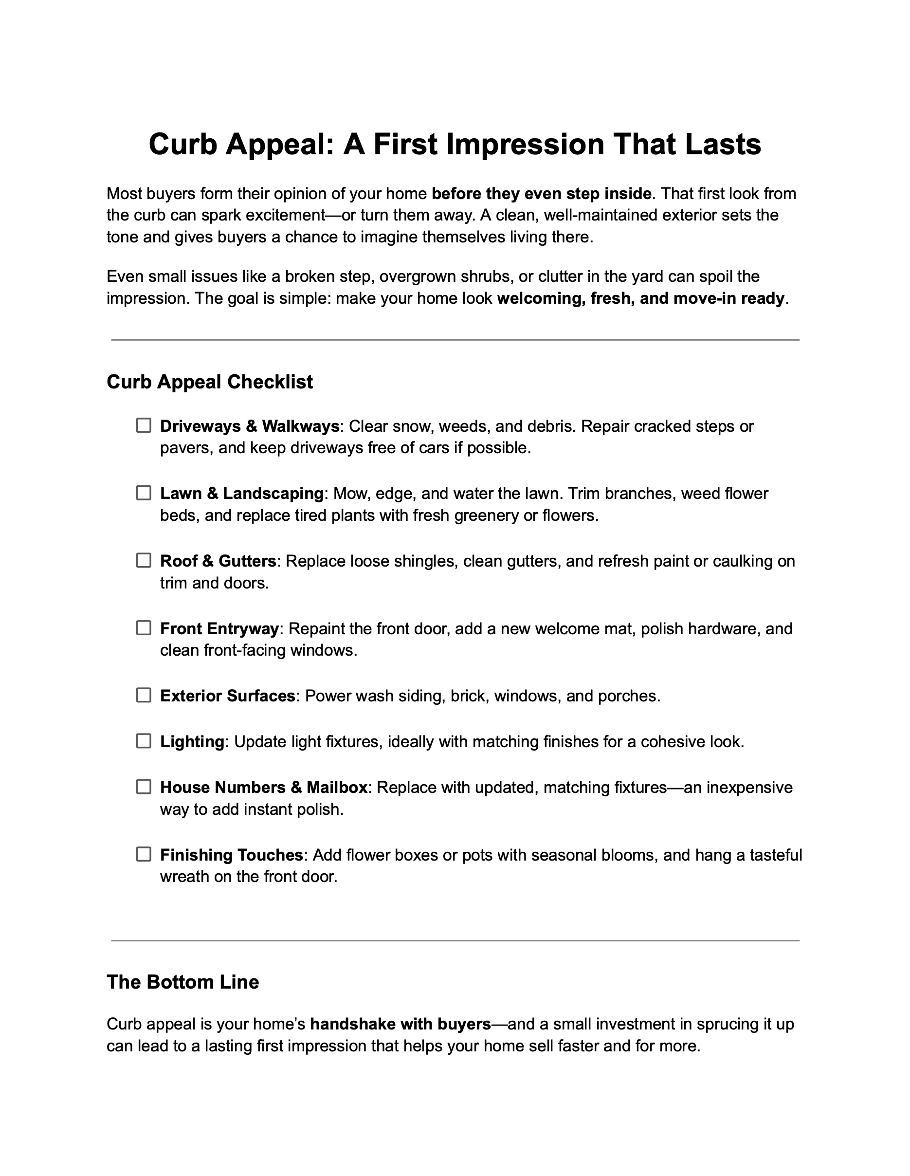 Curb Appeal  A First Impression That Lasts PDF