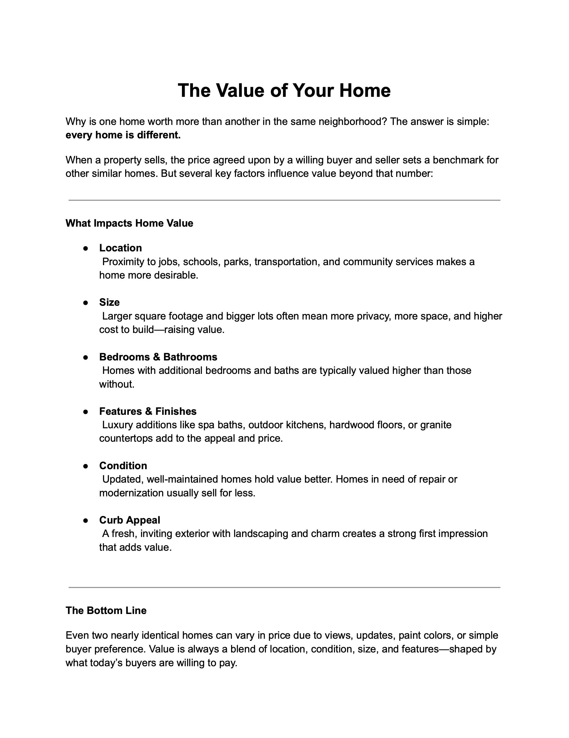 The Value of Your Home PDF
