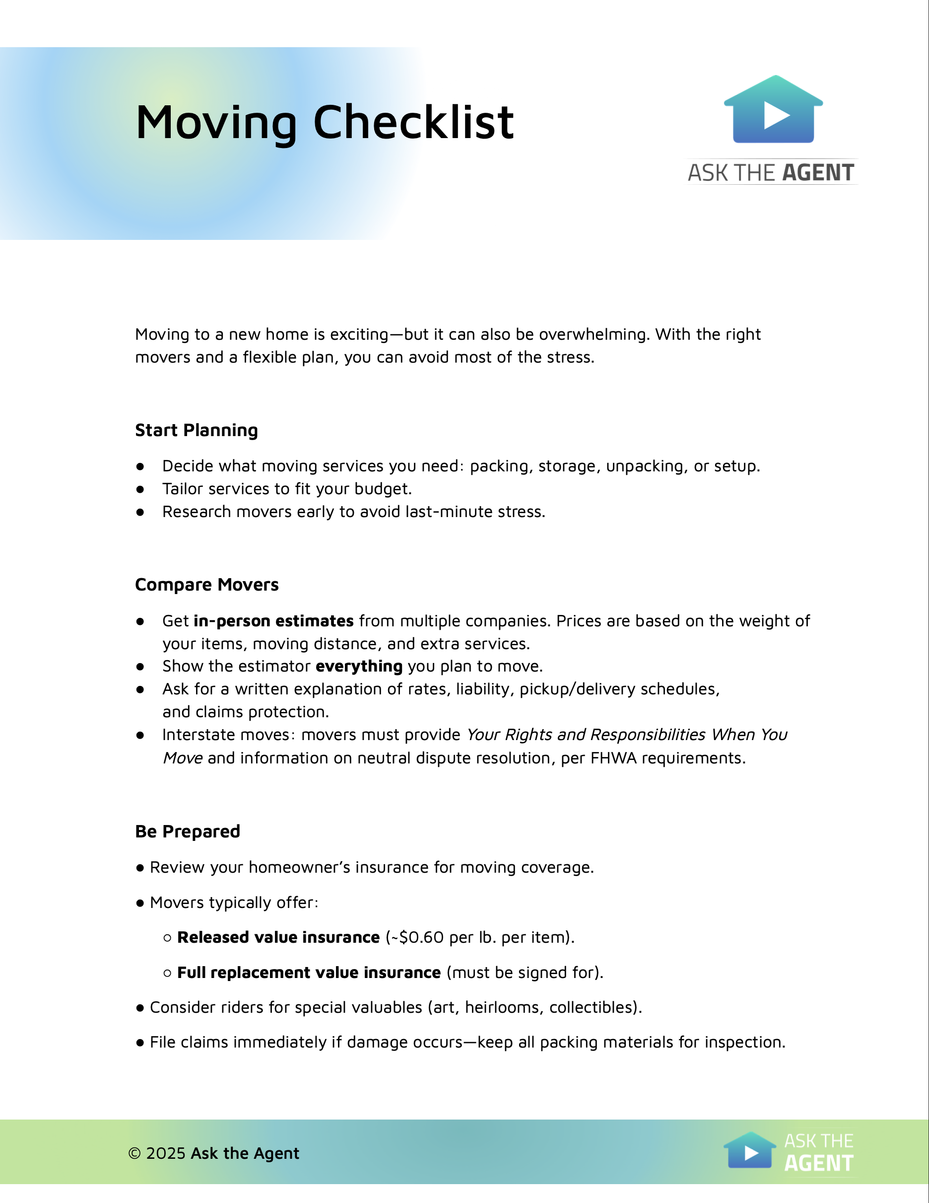 Moving Checklist PDF