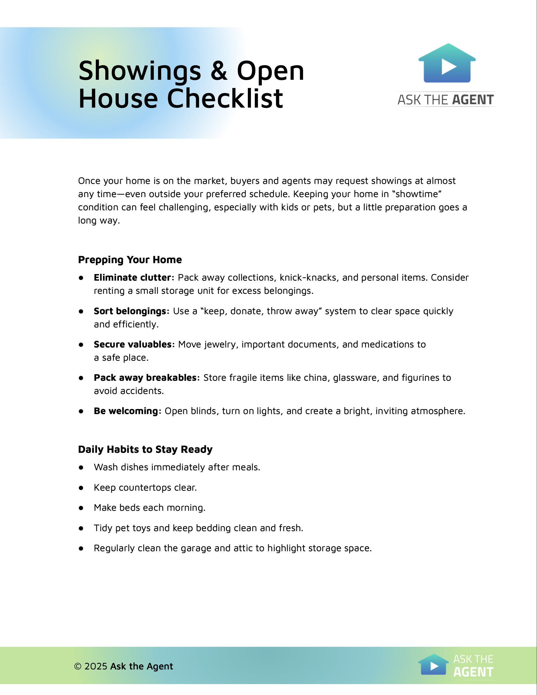 Showings & Open House Checklist PDF