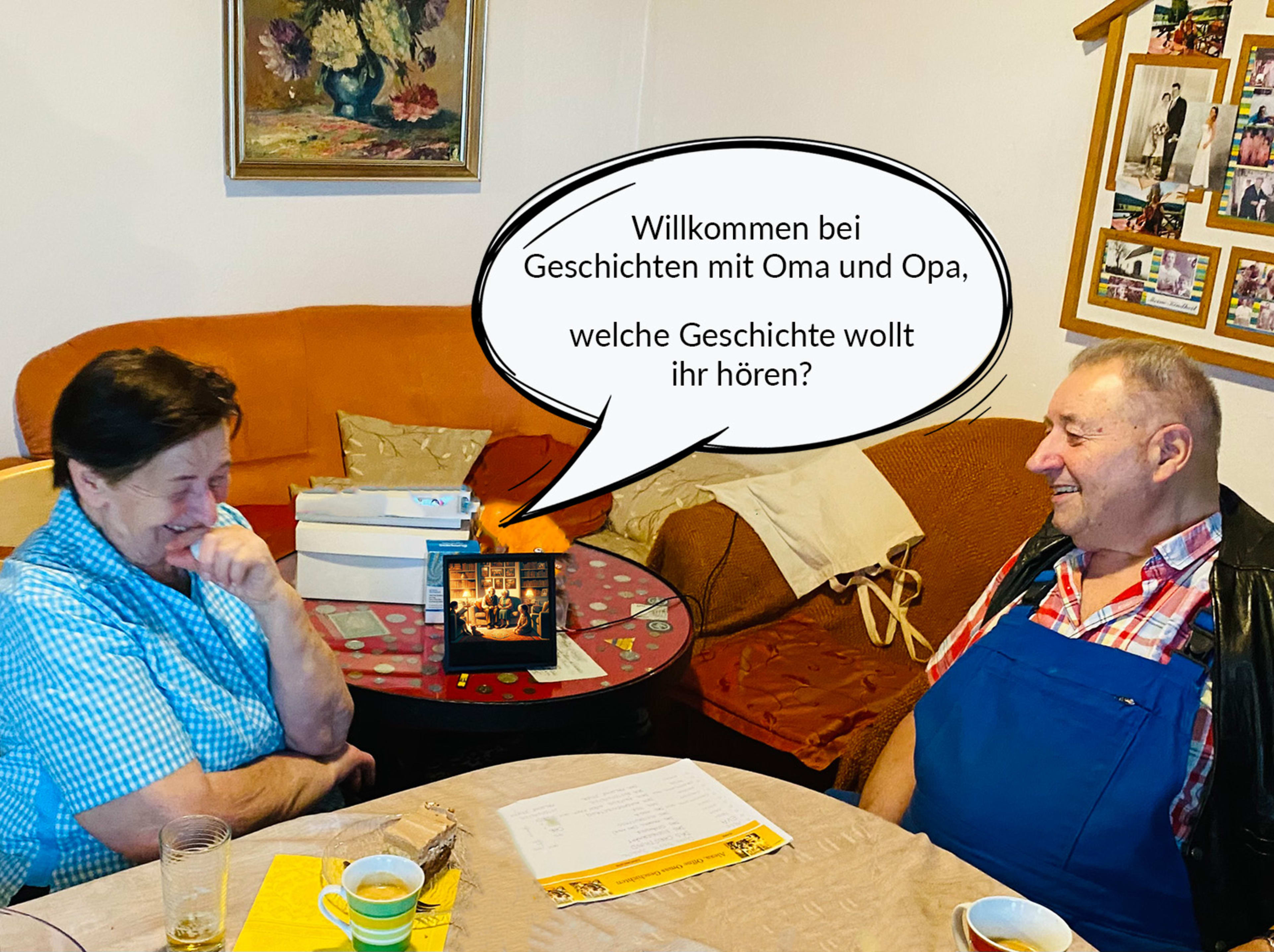 Großeltern bedienen Alexa